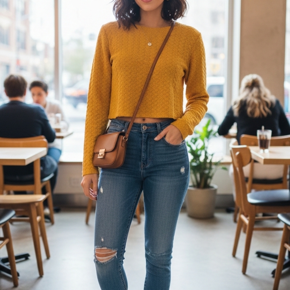 Zara Mustard Yellow Knit Top